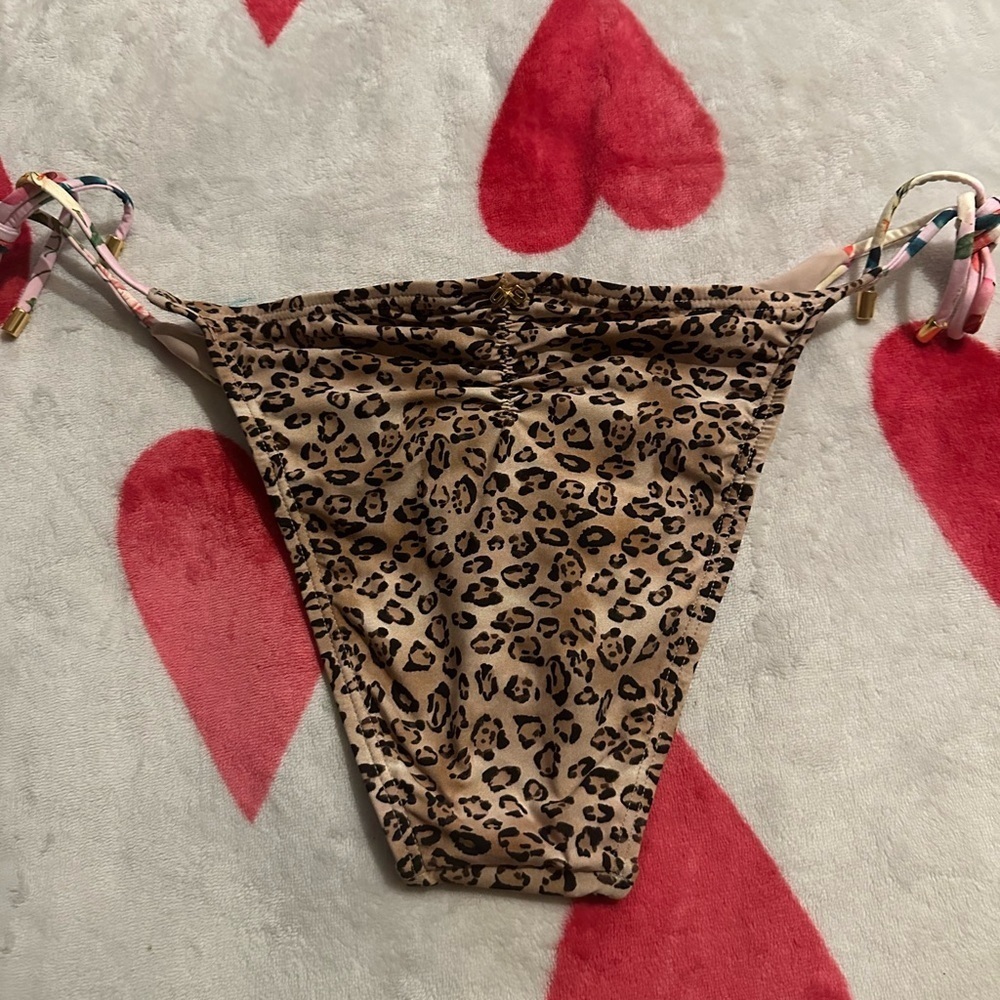 NWT  Pilyq PQ Leopard Eden Mix Up Tie Side Teeny Bikini Bottom - Picture 3 of 10